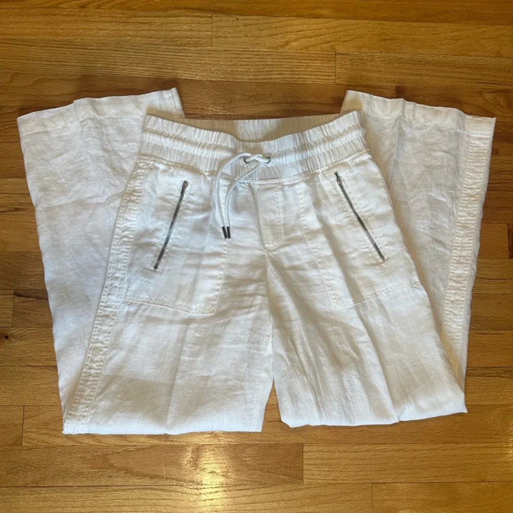 Athleta Cabo Linen Wide Leg Pant White - Picture 6 of 7